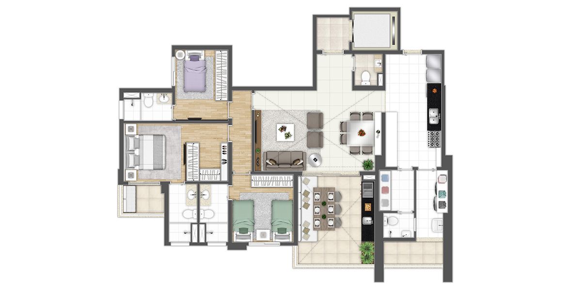 Apartamento à venda com 3 quartos, 138m² - Foto 2