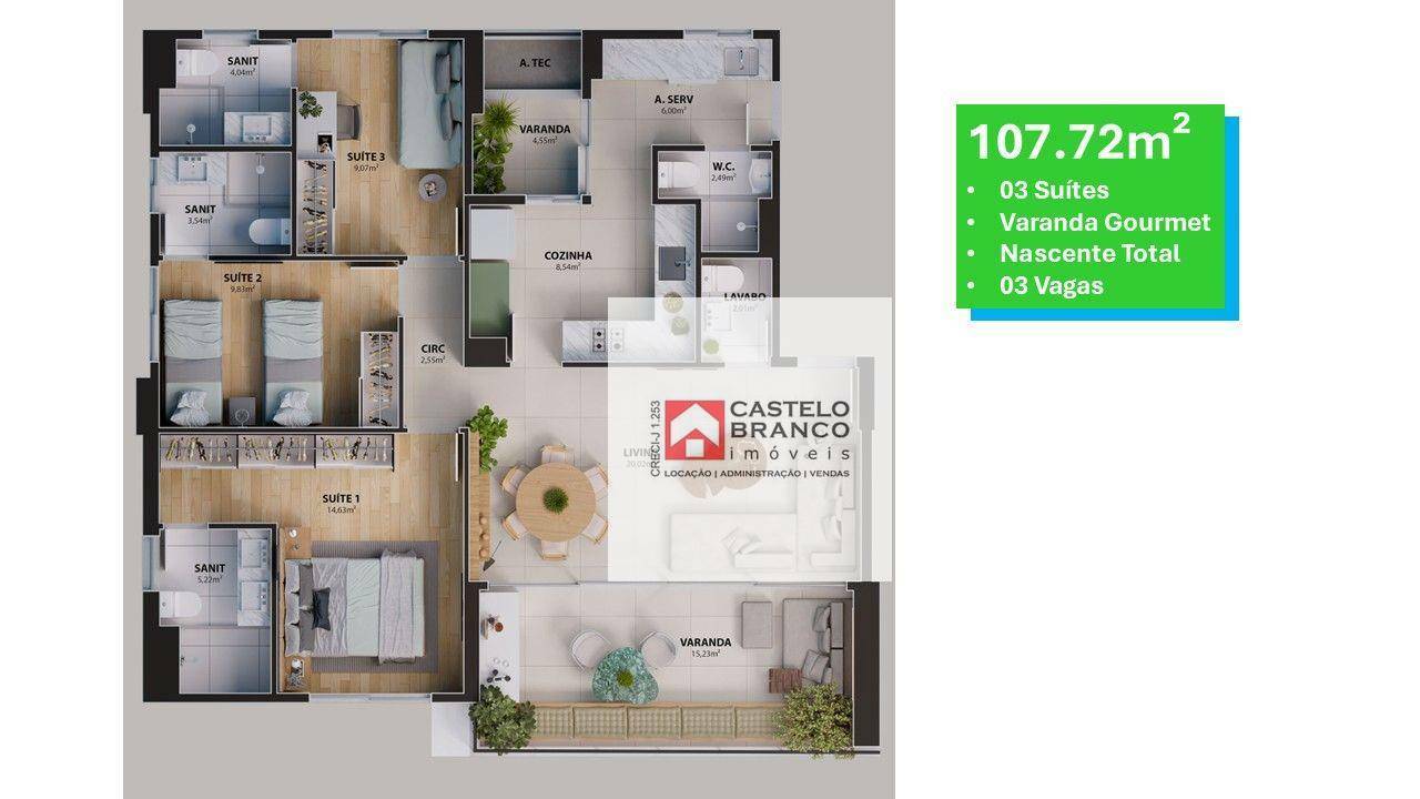 Apartamento à venda com 3 quartos, 107m² - Foto 22