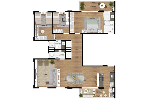 Apartamento à venda com 3 quartos, 119m² - Foto 2