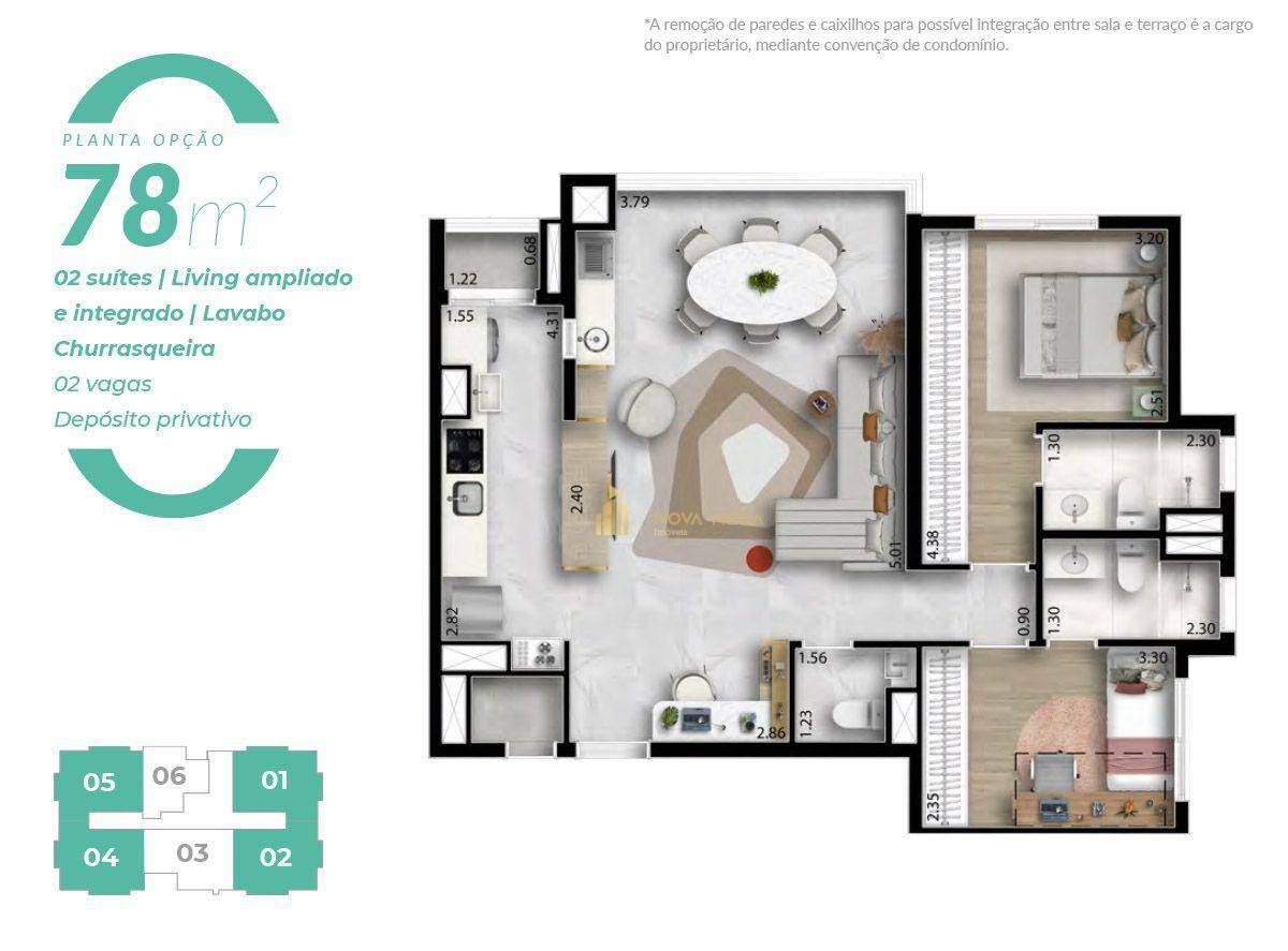 Apartamento à venda com 3 quartos, 78m² - Foto 43