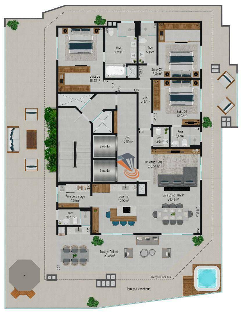 Cobertura à venda com 3 quartos, 356m² - Foto 1