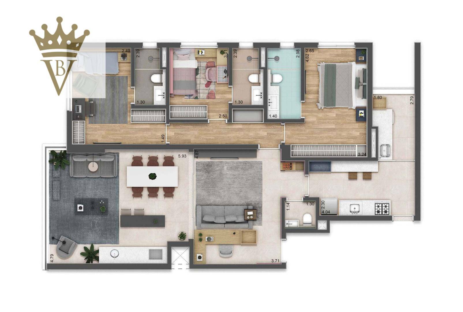 Apartamento, 3 quartos, 132 m² - Foto 2