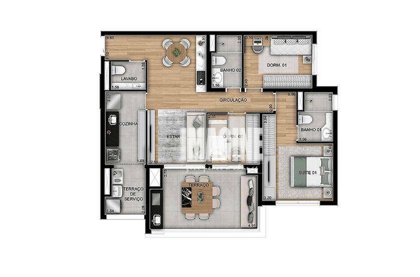 Apartamento à venda com 3 quartos, 89m² - Foto 1