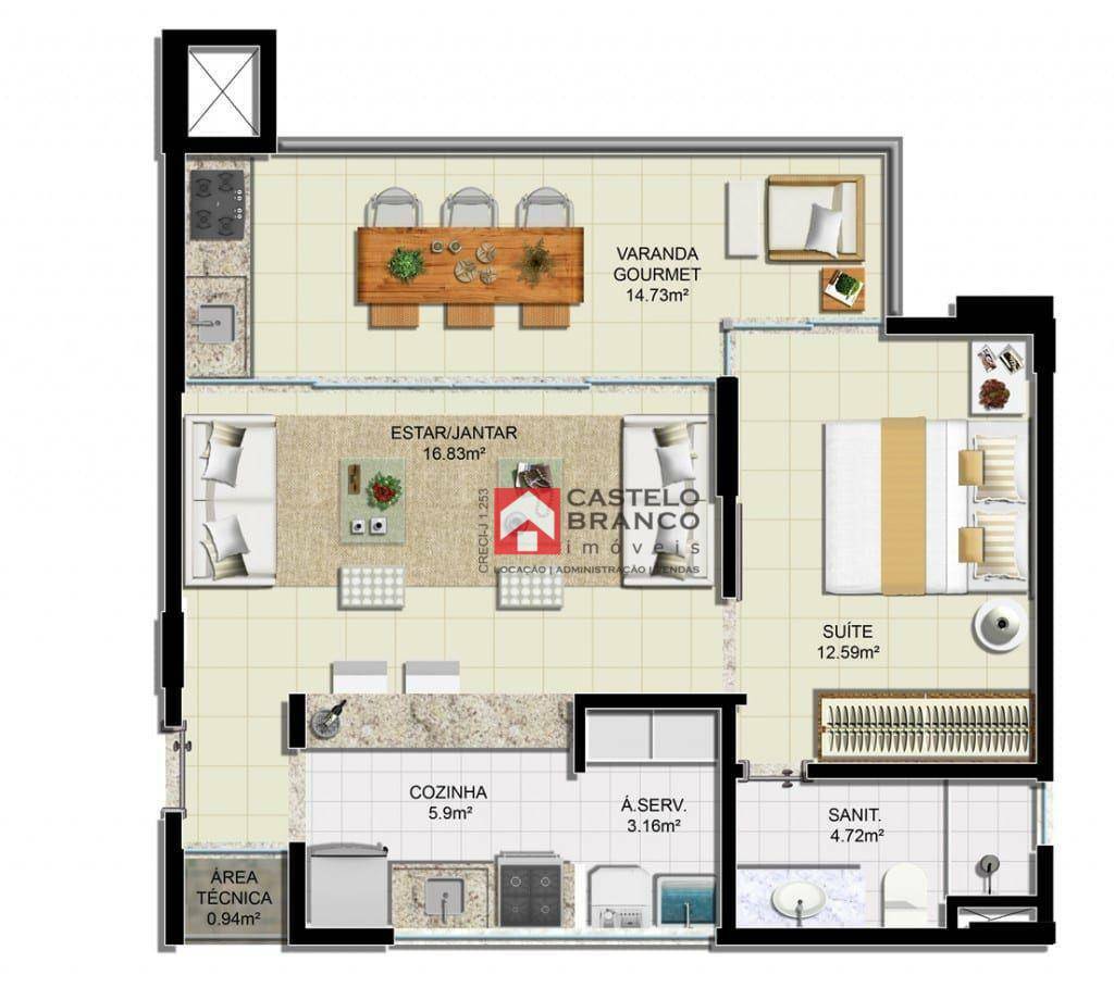 Apartamento à venda com 1 quarto, 58m² - Foto 10