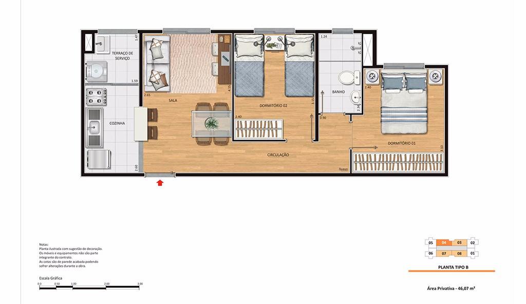 Apartamento à venda com 2 quartos, 46m² - Foto 8