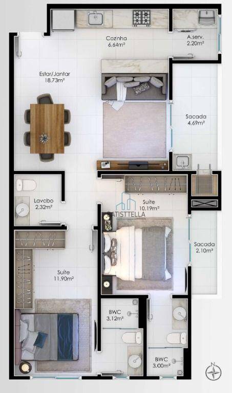 Apartamento à venda com 2 quartos, 55m² - Foto 2