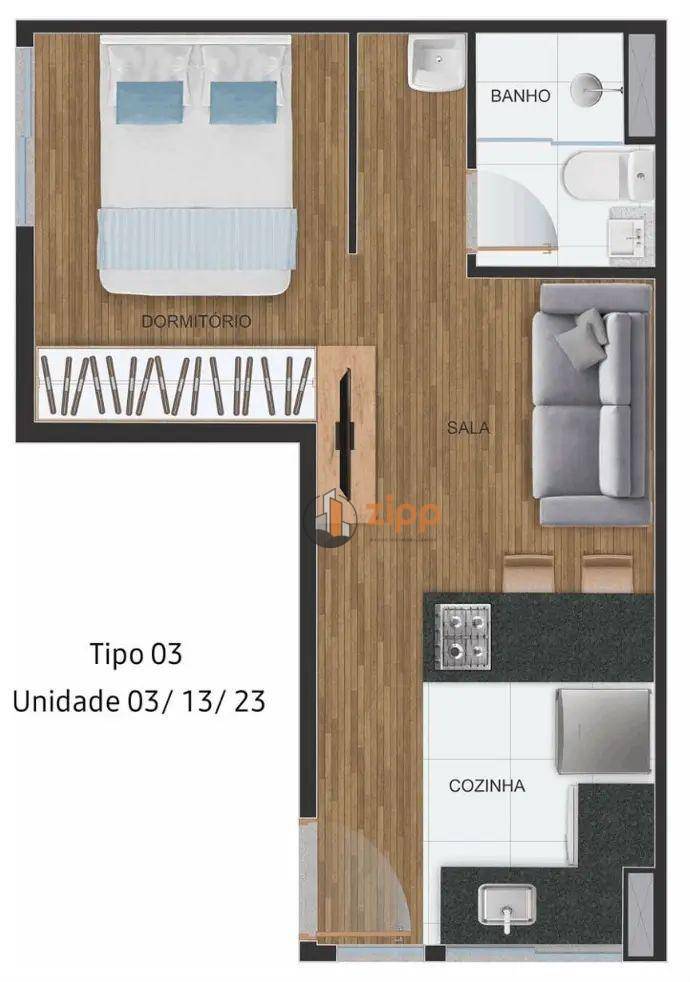 Apartamento à venda com 1 quarto, 34m² - Foto 6