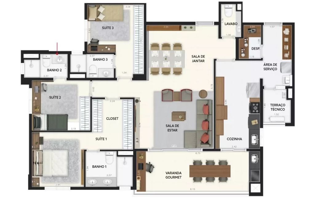 Apartamento à venda com 3 quartos, 135m² - Foto 1