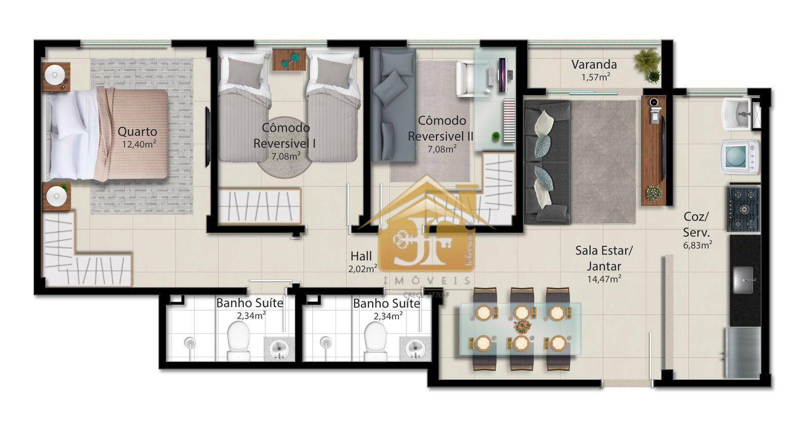 Apartamento à venda com 2 quartos, 51m² - Foto 7