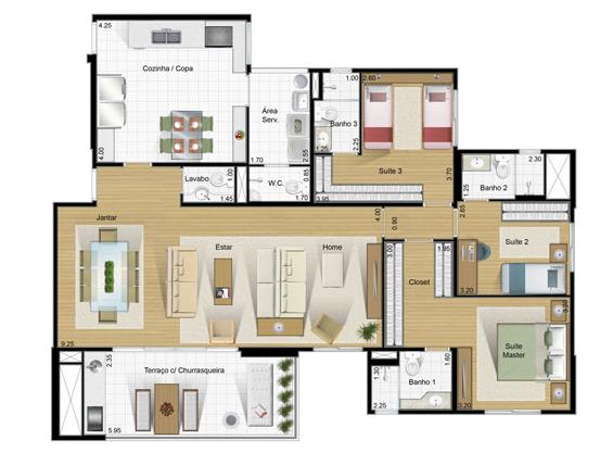 Apartamento à venda com 3 quartos, 144m² - Foto 3