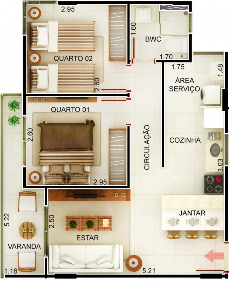 Apartamento, 2 quartos, 48 m² - Foto 1
