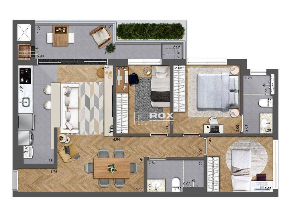 Apartamento à venda com 3 quartos, 104m² - Foto 3