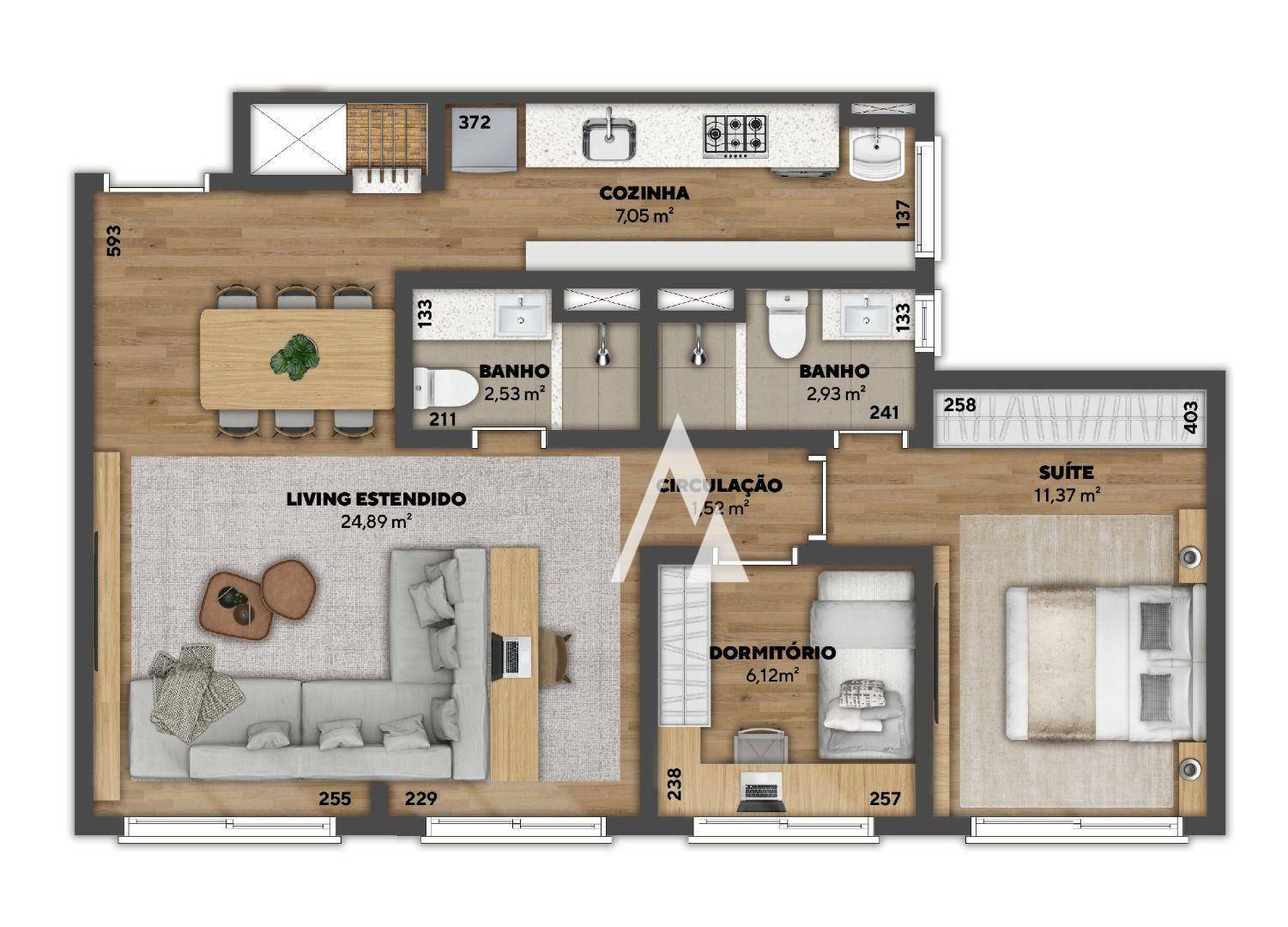 Apartamento à venda com 3 quartos, 67m² - Foto 3