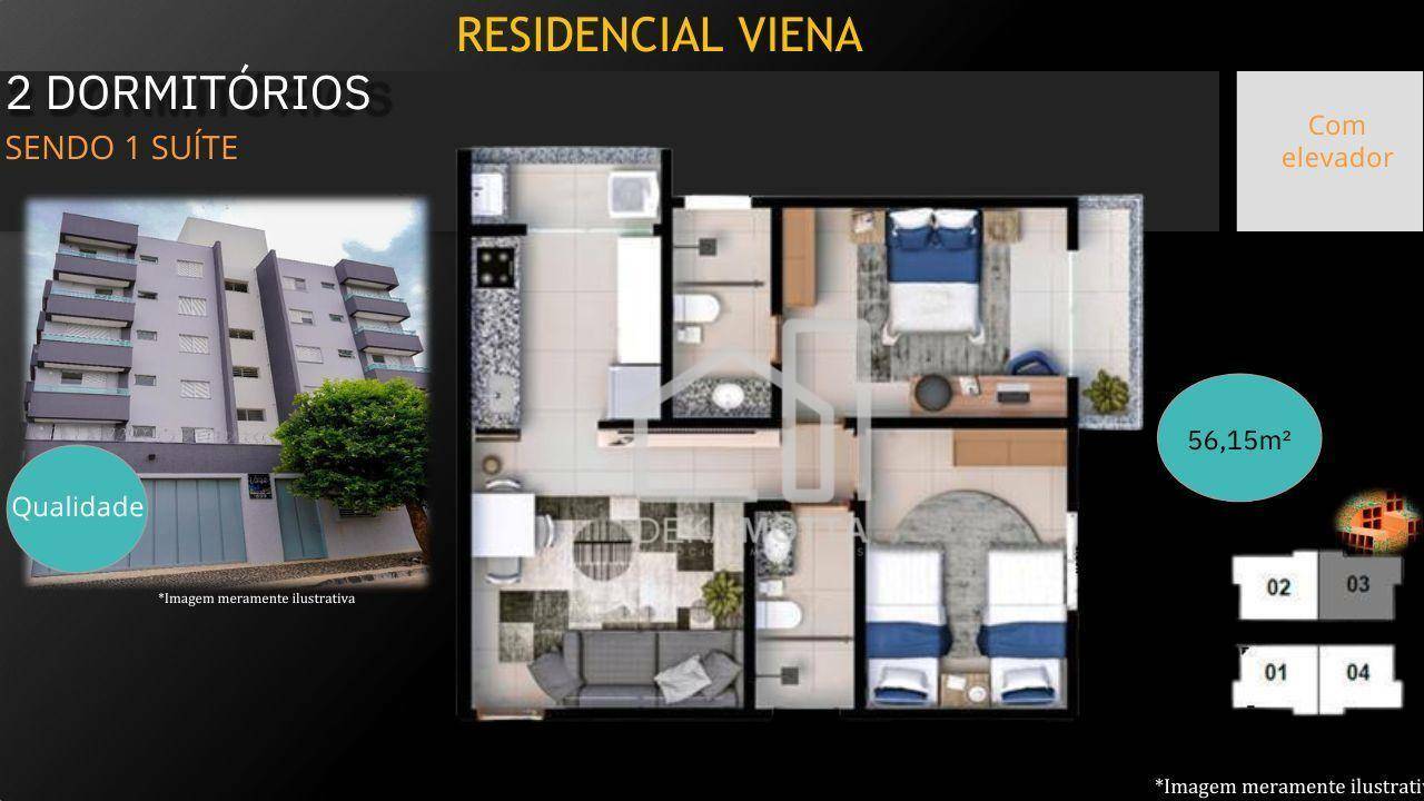 Apartamento à venda com 2 quartos, 57m² - Foto 3