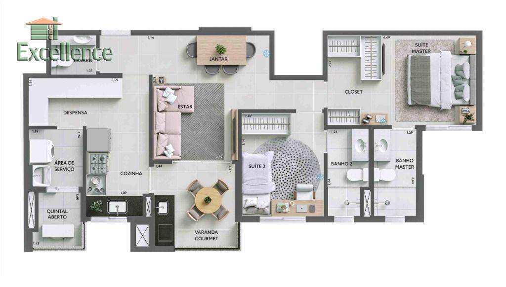 Apartamento à venda com 2 quartos, 79m² - Foto 1