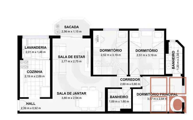 Apartamento à venda com 3 quartos, 70m² - Foto 2