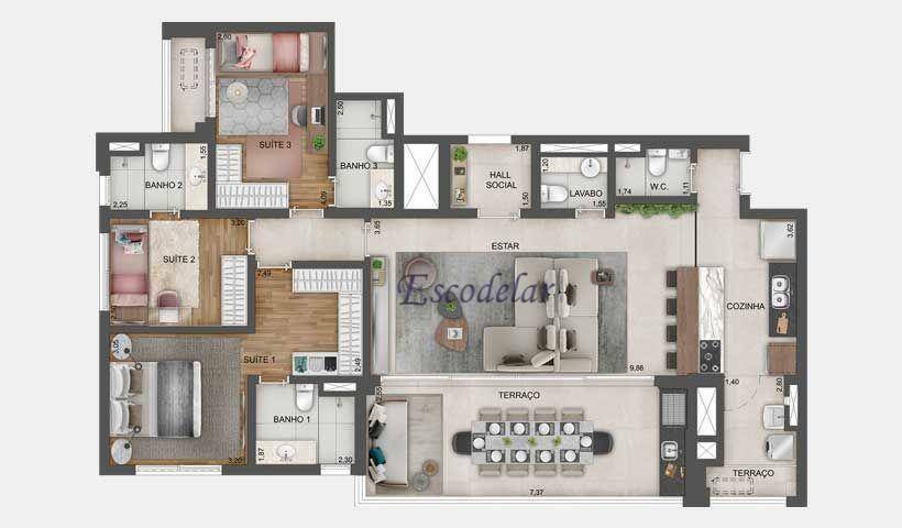 Apartamento à venda com 3 quartos, 122m² - Foto 24