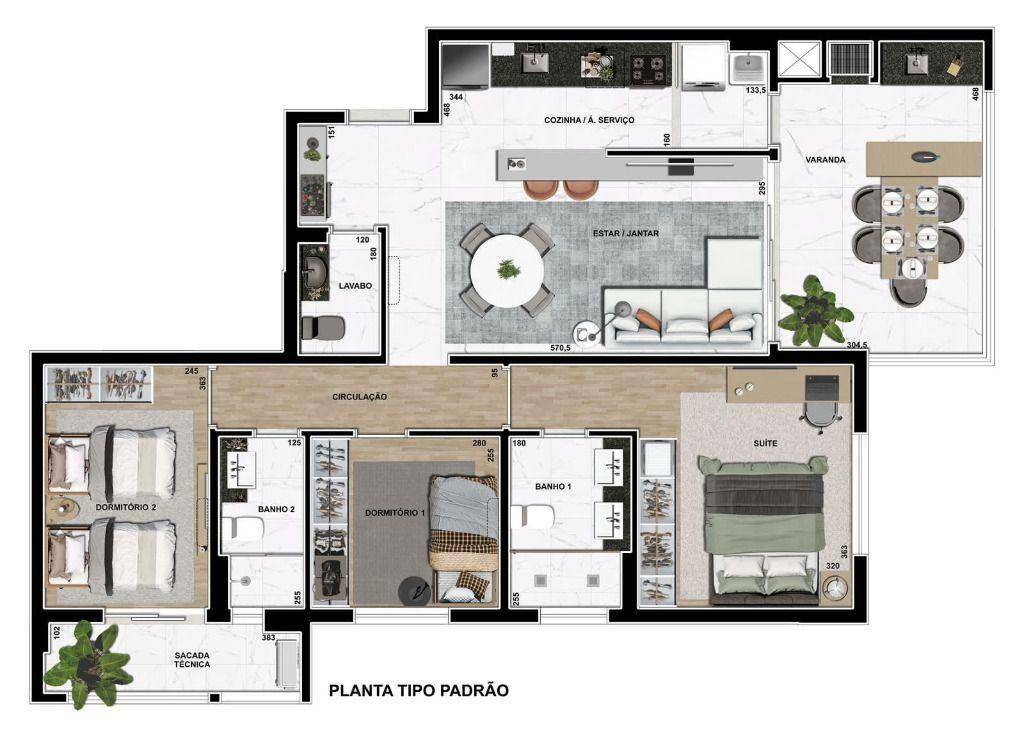 Apartamento à venda com 3 quartos, 103m² - Foto 2