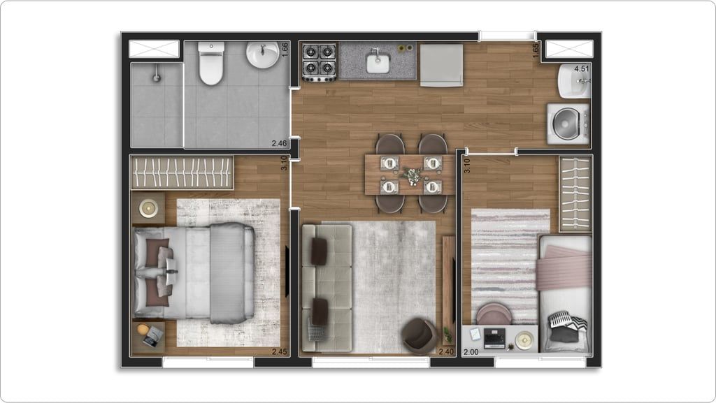 Apartamento à venda com 2 quartos, 37m² - Foto 3