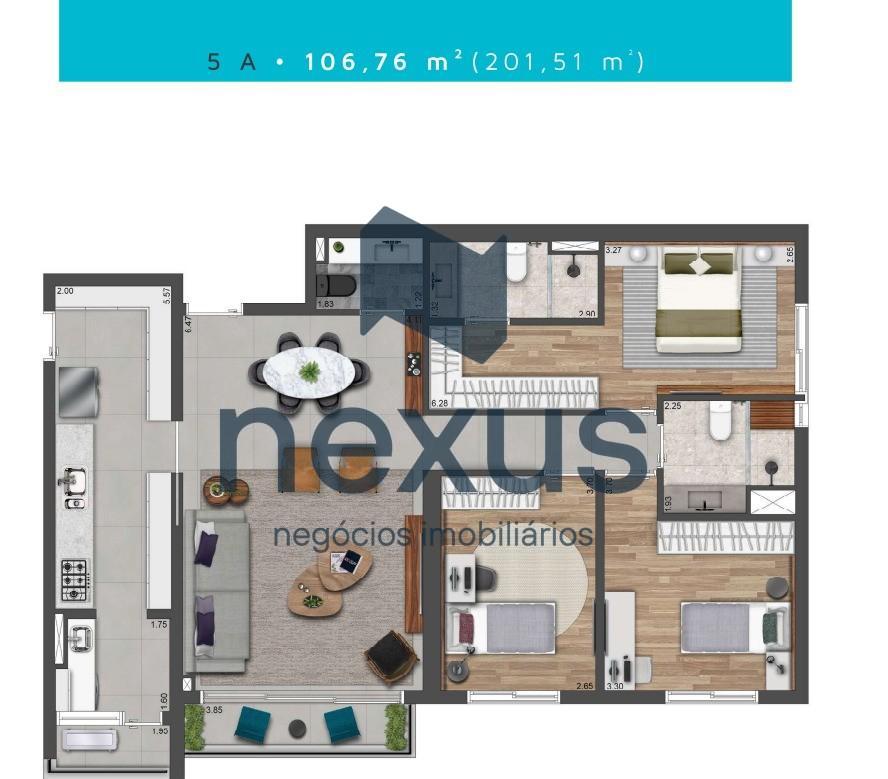 Apartamento à venda com 3 quartos, 106m² - Foto 3