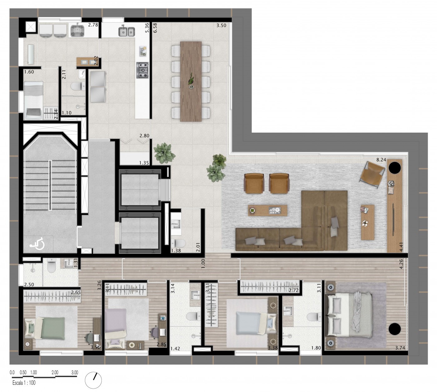 Apartamento à venda com 4 quartos, 205m² - Foto 2