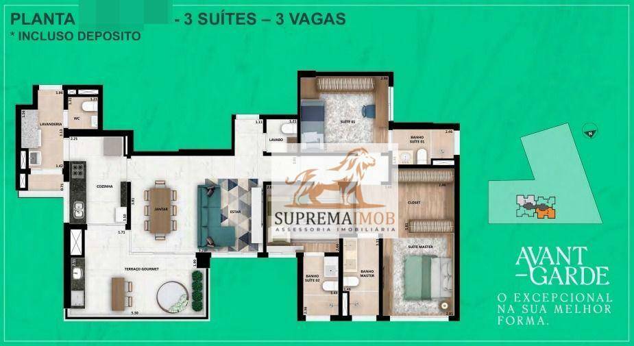 Apartamento à venda com 3 quartos, 126m² - Foto 2