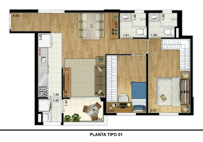 Apartamento à venda com 2 quartos, 65m² - Foto 2