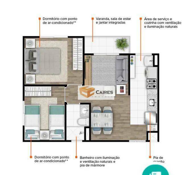 Apartamento à venda com 2 quartos, 47m² - Foto 2