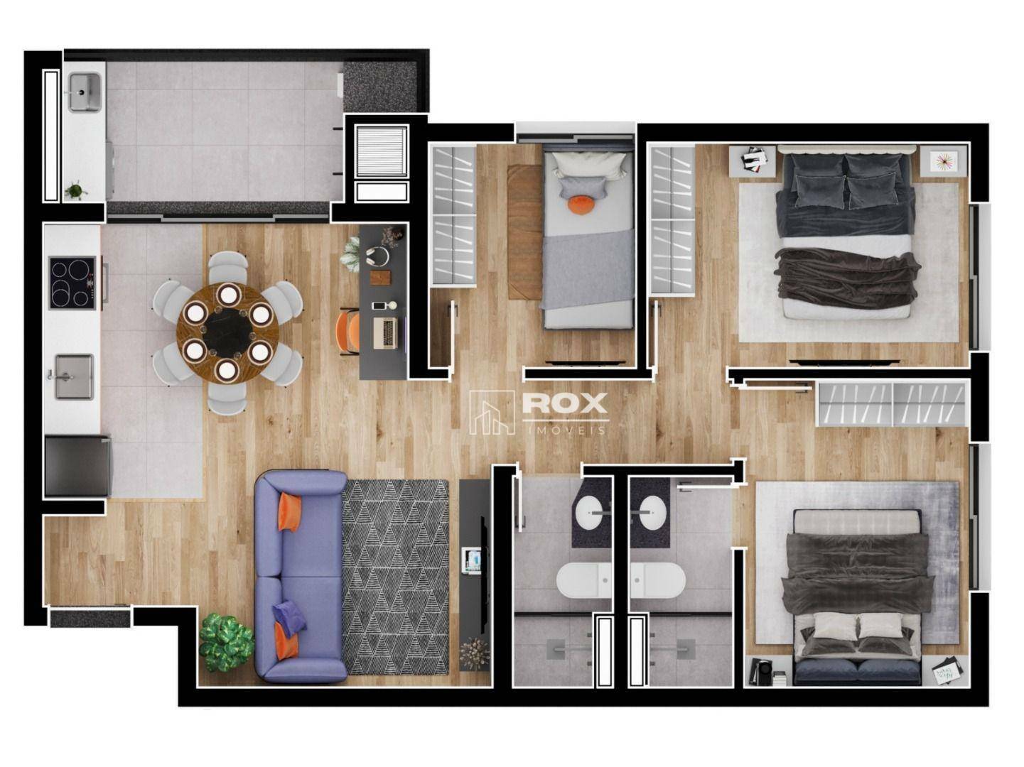 Apartamento à venda com 3 quartos, 64m² - Foto 2