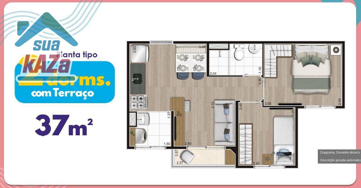 Apartamento à venda com 2 quartos, 37m² - Foto 9