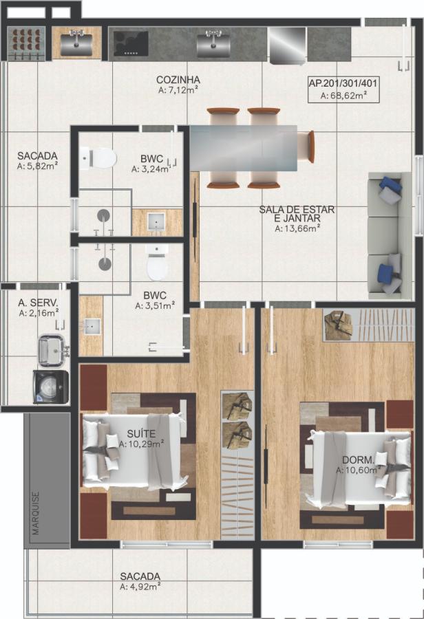 Apartamento à venda com 2 quartos, 64m² - Foto 5