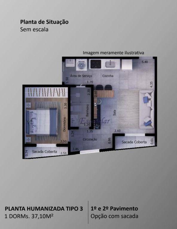 Apartamento à venda com 1 quarto, 37m² - Foto 7