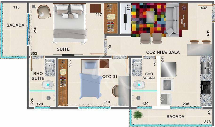 Apartamento à venda com 2 quartos, 54m² - Foto 2