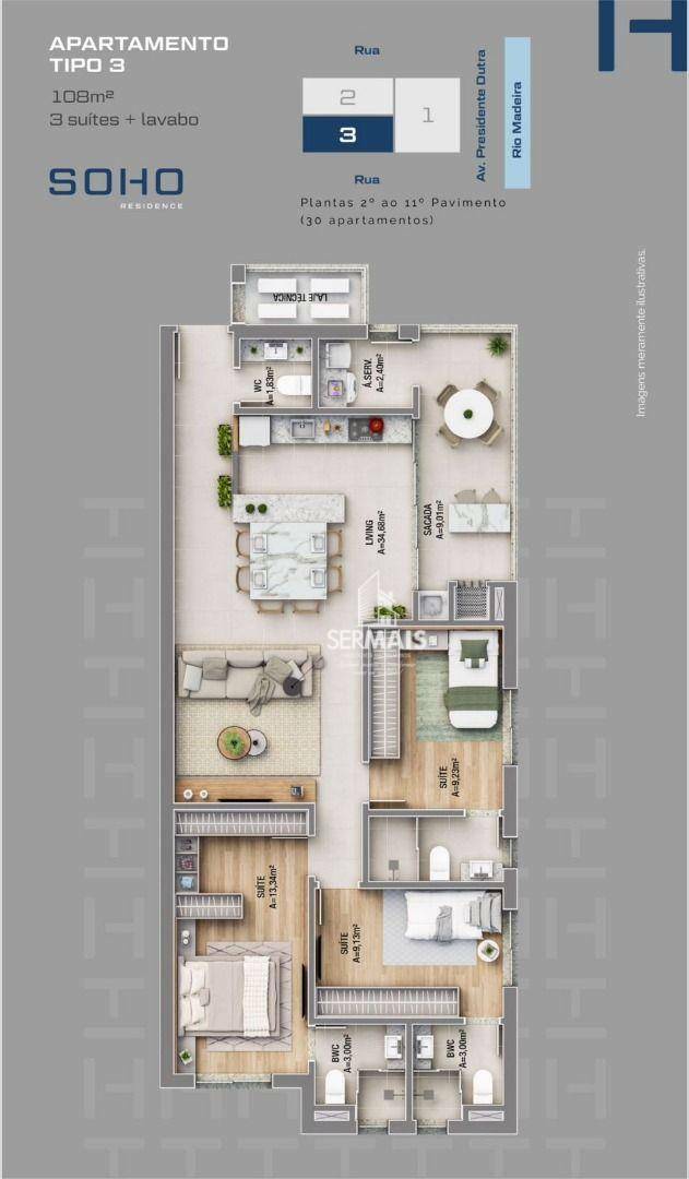 Apartamento, 3 quartos, 108 m² - Foto 1