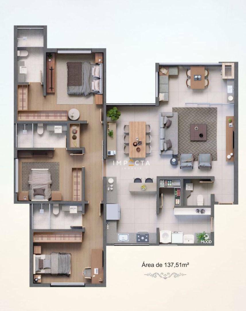 Apartamento à venda com 3 quartos, 137m² - Foto 3