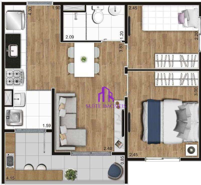 Apartamento à venda com 2 quartos, 38m² - Foto 2