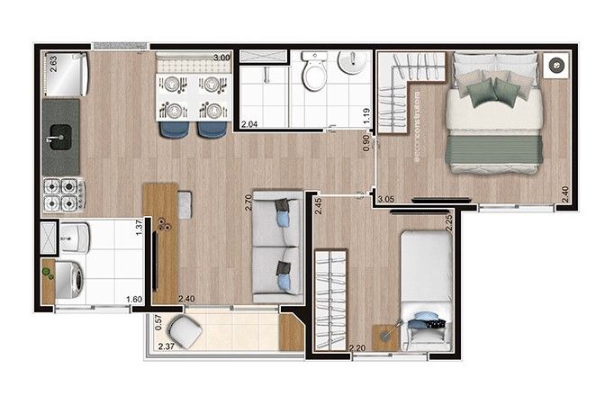 Apartamento à venda com 2 quartos, 37m² - Foto 3