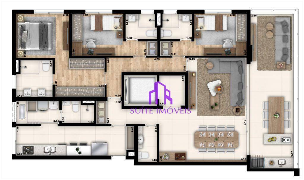 Apartamento à venda com 3 quartos, 151m² - Foto 1