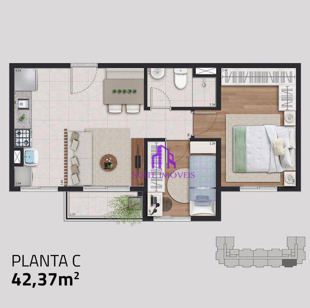 Apartamento à venda com 2 quartos, 41m² - Foto 1