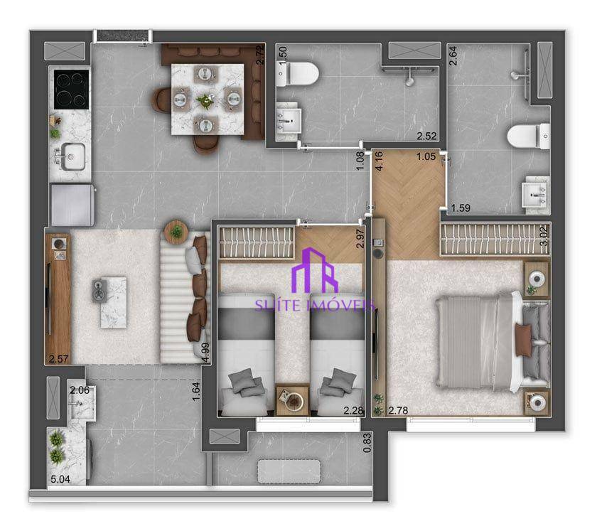 Apartamento à venda com 2 quartos, 55m² - Foto 4