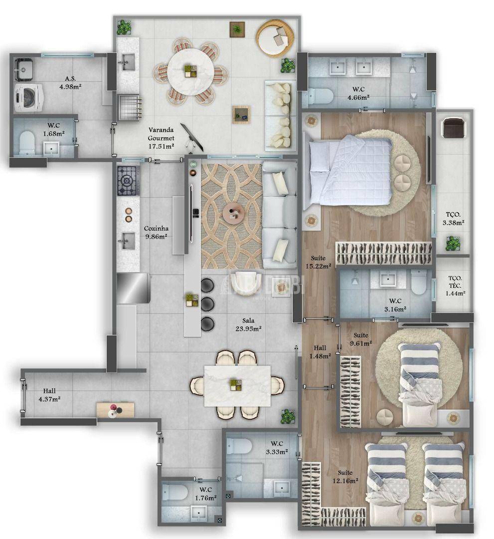 Apartamento à venda com 3 quartos, 131m² - Foto 2