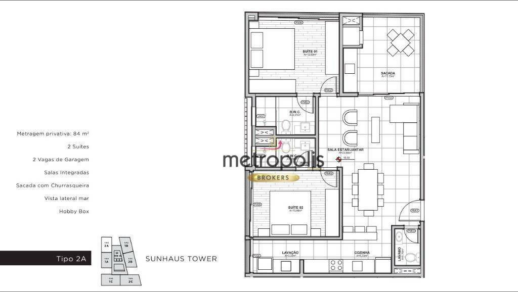 Apartamento à venda com 2 quartos, 84m² - Foto 11