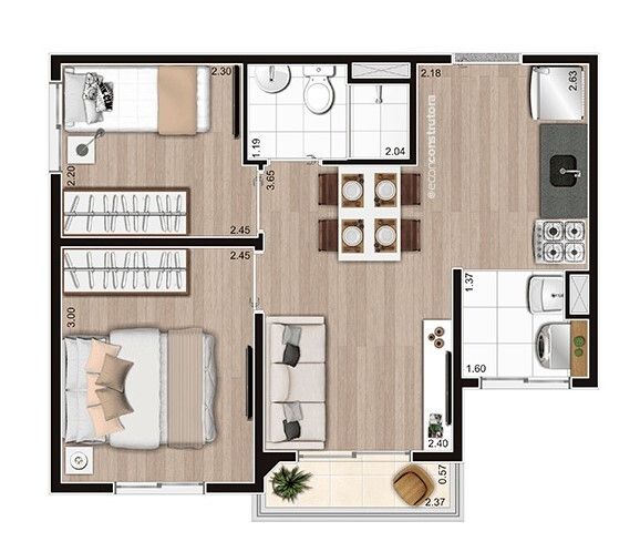 Apartamento à venda com 2 quartos, 37m² - Foto 2