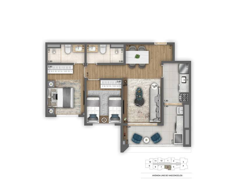 Apartamento à venda com 2 quartos, 65m² - Foto 2