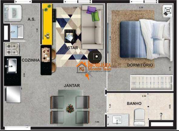 Apartamento à venda com 2 quartos, 47m² - Foto 2