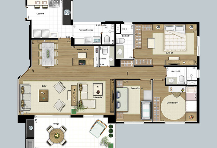 Apartamento à venda com 3 quartos, 127m² - Foto 6