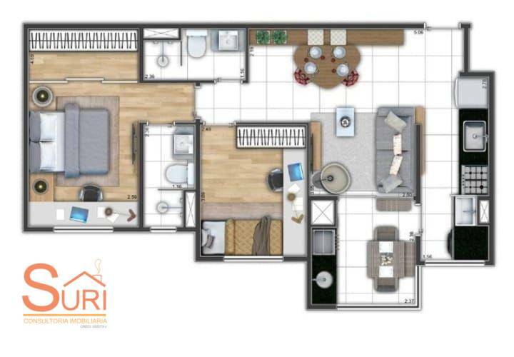 Apartamento à venda com 2 quartos, 62m² - Foto 6