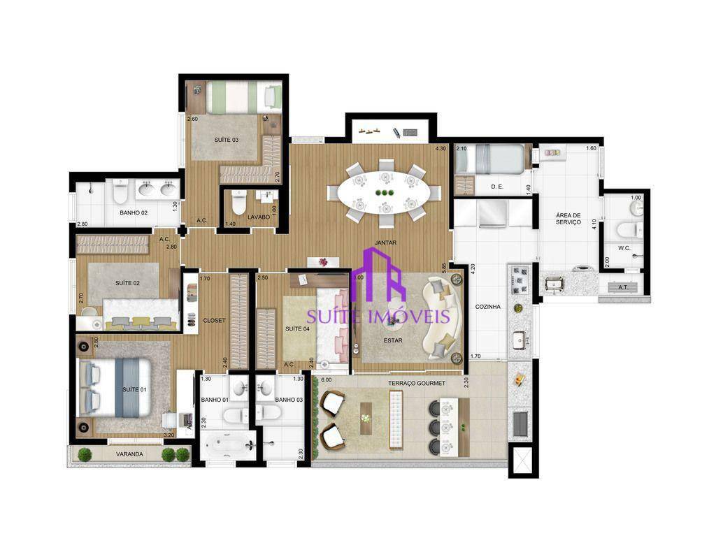 Apartamento à venda com 4 quartos, 128m² - Foto 1