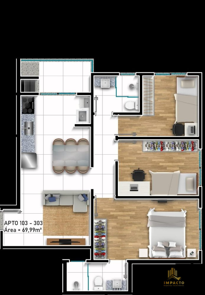 Apartamento à venda com 3 quartos, 70m² - Foto 3