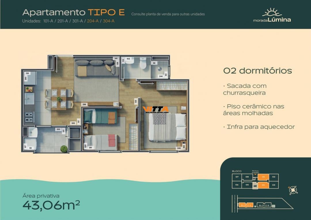 Apartamento à venda com 2 quartos, 43m² - Foto 6